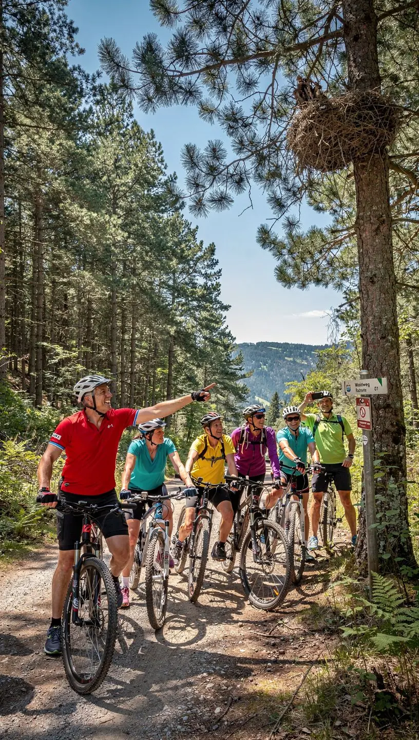 Fahrradfahrer genießen eine landschaftlich reizvolle Route entlang eines Flusses in Deutschland mit klar ausgeschilderten Radwegen. Moderne Fahrradvermietungseinrichtung mit verschiedenen Modellen und Zubehör zur Auswahl in einem deutschen Tourismuszentrum. Interaktive Karte zeigt empfohlene Radwege und Sehenswürdigkeiten für Radfahrer in einer beliebten deutschen Urlaubsregion. Fachkundige Mitarbeiter beraten Radreisende zu Routenplanung, Sicherheit und Wartung in einem Servicezentrum für Fahrradtourismus.